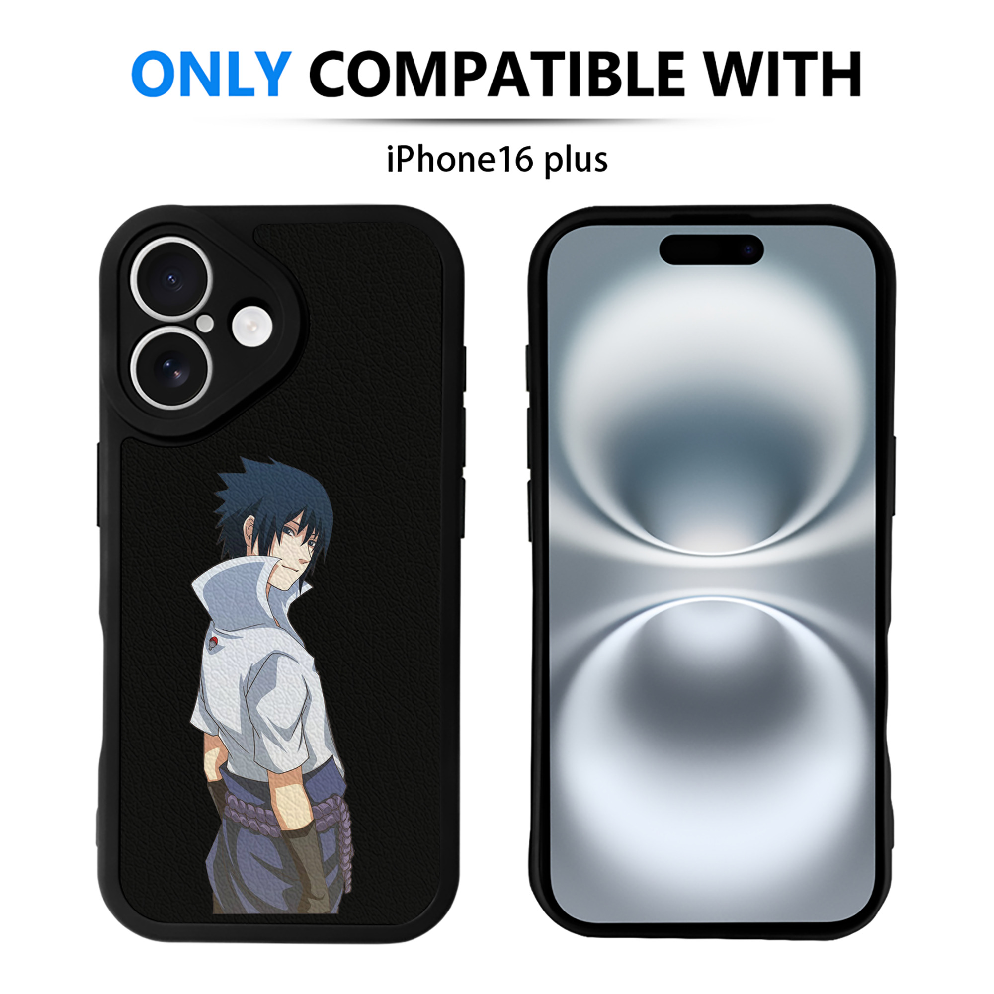 （画像用） NARUTO -ナルト- うちは サスケ Uchiha Sasuke 【iPhone 16シリーズ対応】シリコンスマホケース（レザー調） 材質：シリコン